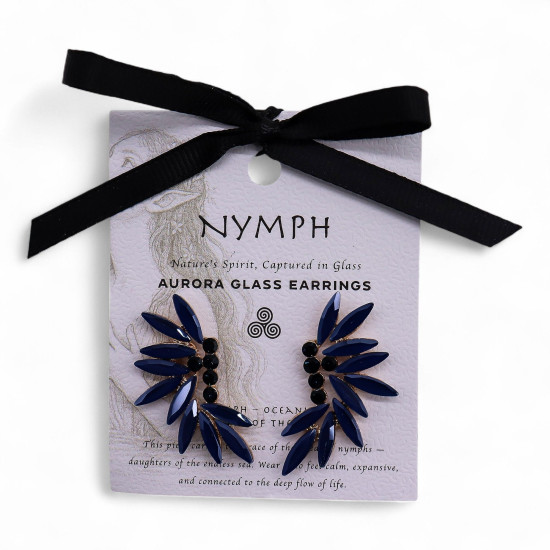 Bleu royal - Verre vintage - Boucles d'oreilles féeriques