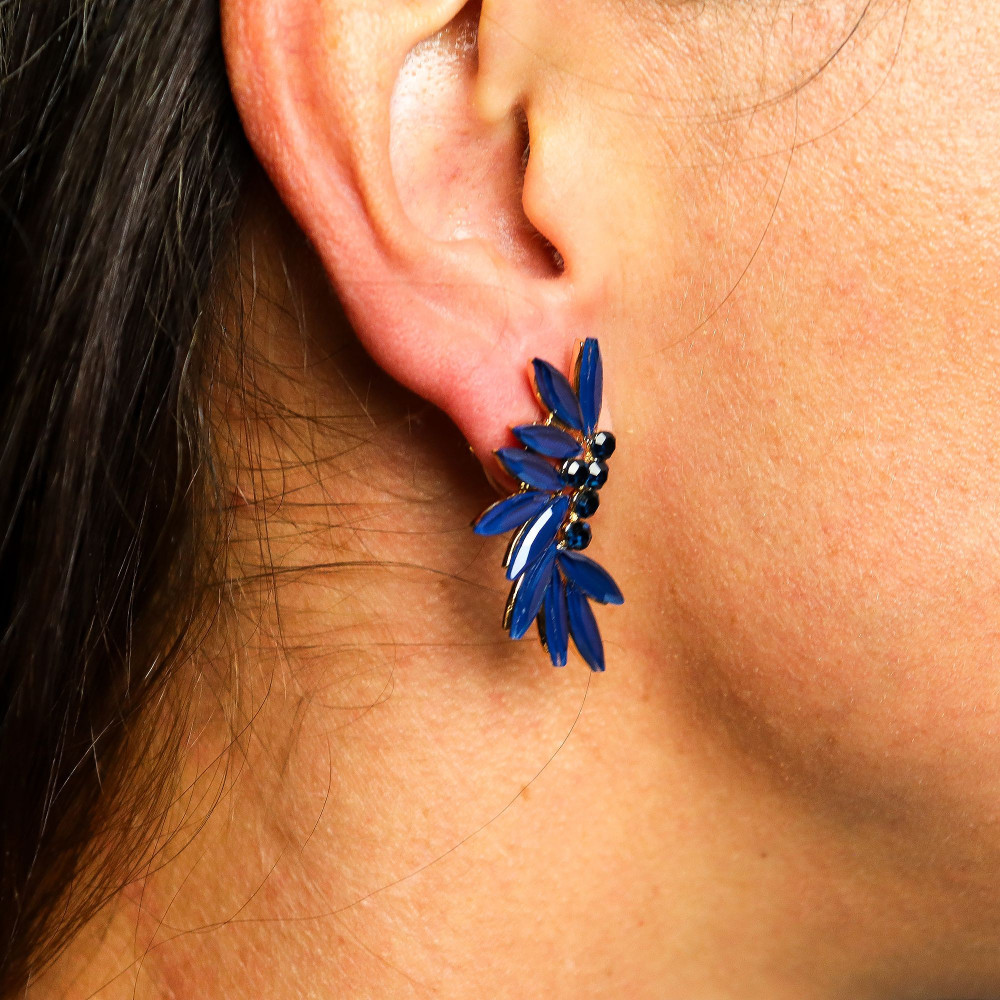 Bleu royal - Verre vintage - Boucles d'oreilles féeriques