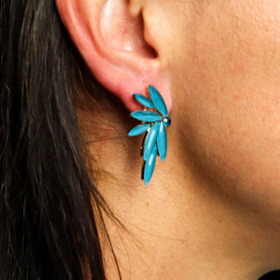 Boucles d'oreilles féeriques en verre vintage vert turquoise - Style vintage