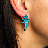 Boucles d'oreilles féeriques en verre vintage vert turquoise - Style vintage