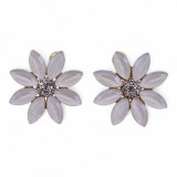 Boucles d'oreilles en perles, verre vintage et fleurs.