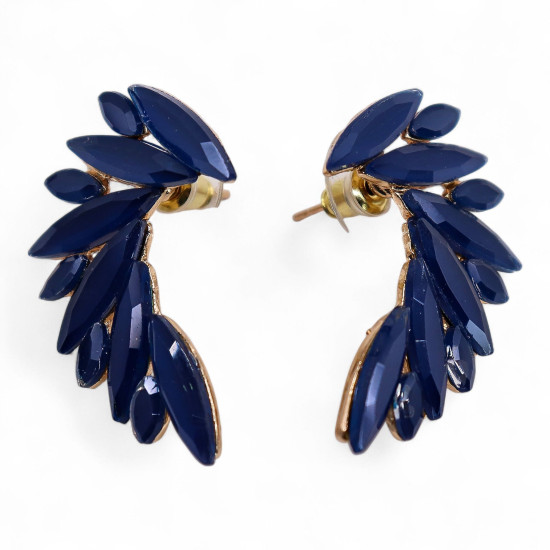 Boucles d'oreilles ailes d'ange en verre vintage bleu royal