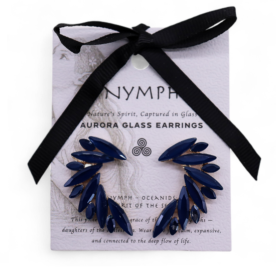 Boucles d'oreilles ailes d'ange en verre vintage bleu royal