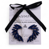 Boucles d'oreilles ailes d'ange en verre vintage bleu royal