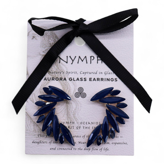 Boucles d'oreilles ailes d'ange en verre vintage bleu royal