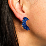 Boucles d'oreilles ailes d'ange en verre vintage bleu royal