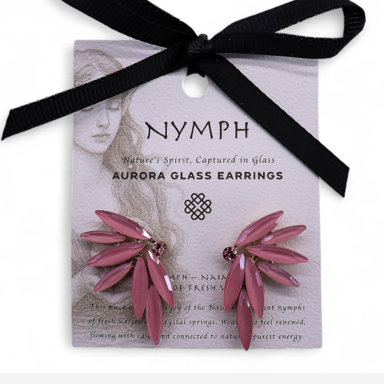 Rose tendre - Verre vintage - Boucles d'oreilles féeriques