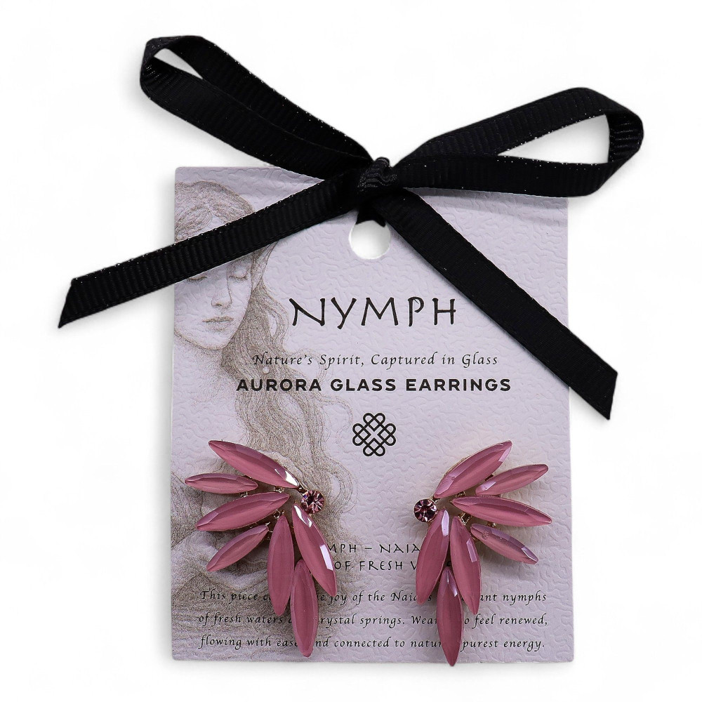 Rose tendre - Verre vintage - Boucles d'oreilles féeriques