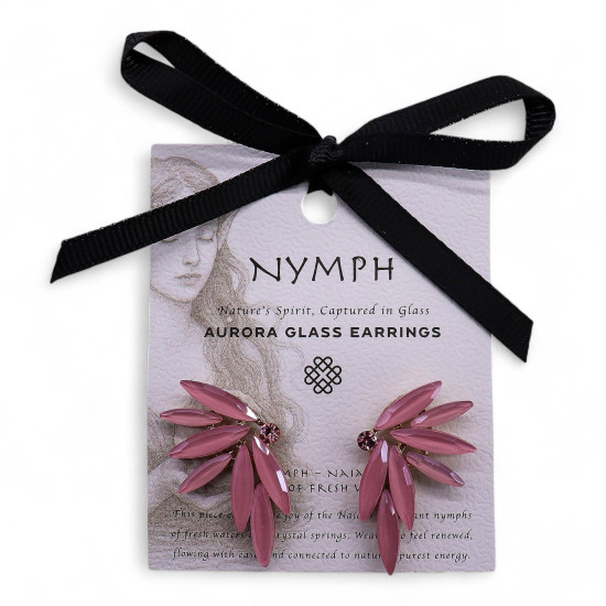 Rose tendre - Verre vintage - Boucles d'oreilles féeriques