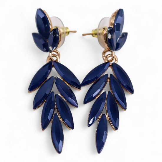 Bleu royal - Verre vintage - Boucles d'oreilles pendantes