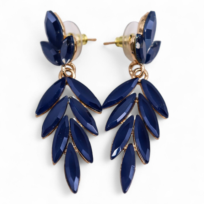 Bleu royal - Verre vintage - Boucles d'oreilles pendantes