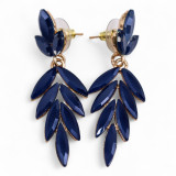Bleu royal - Verre vintage - Boucles d'oreilles pendantes