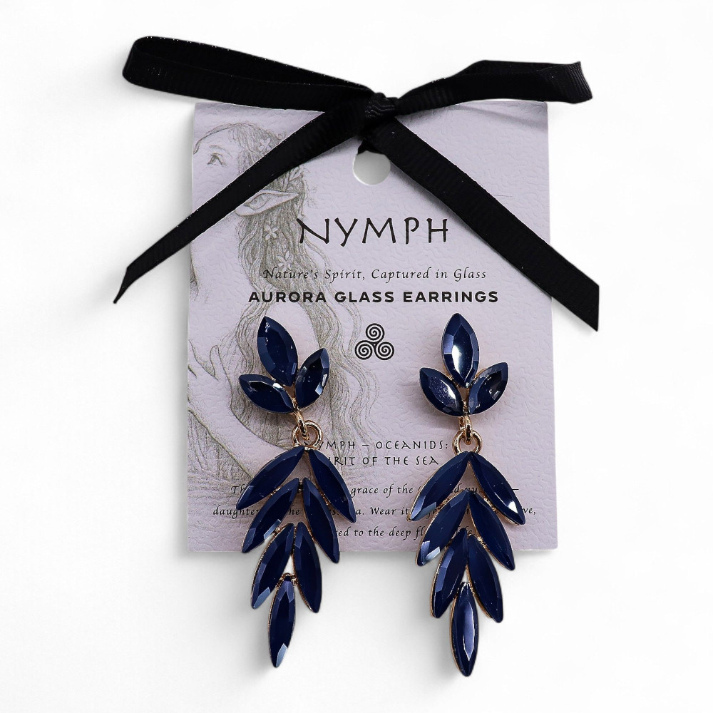 Bleu royal - Verre vintage - Boucles d'oreilles pendantes
