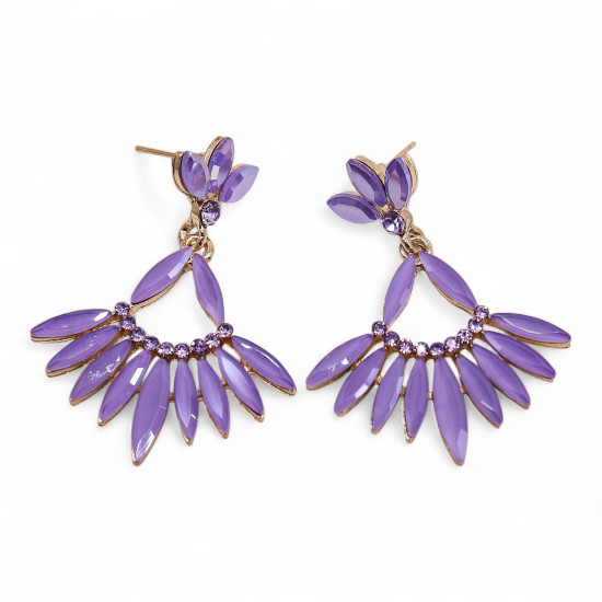 Boucles d'oreilles pendantes en verre vintage lavande.