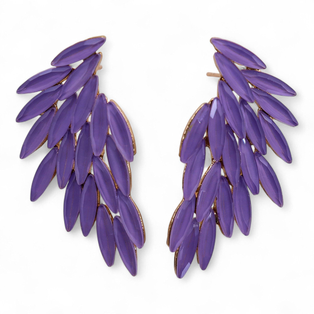 Boucles d'oreilles Lavande - Verre Vintage - Ailes d'Ange