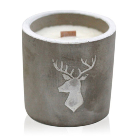 Bougie de soja en béton Med - Tête de cerf - Whisky et fumée de bois