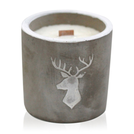 Bougie de soja en béton Med - Tête de cerf - Whisky et fumée de bois