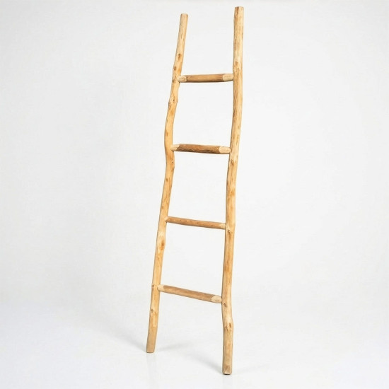 Grande échelle en bois de kemu - 1,5 m - Naturel - Style japonais