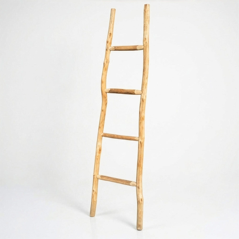 Grande échelle en bois de kemu - 1,5 m - Naturel - Style japonais