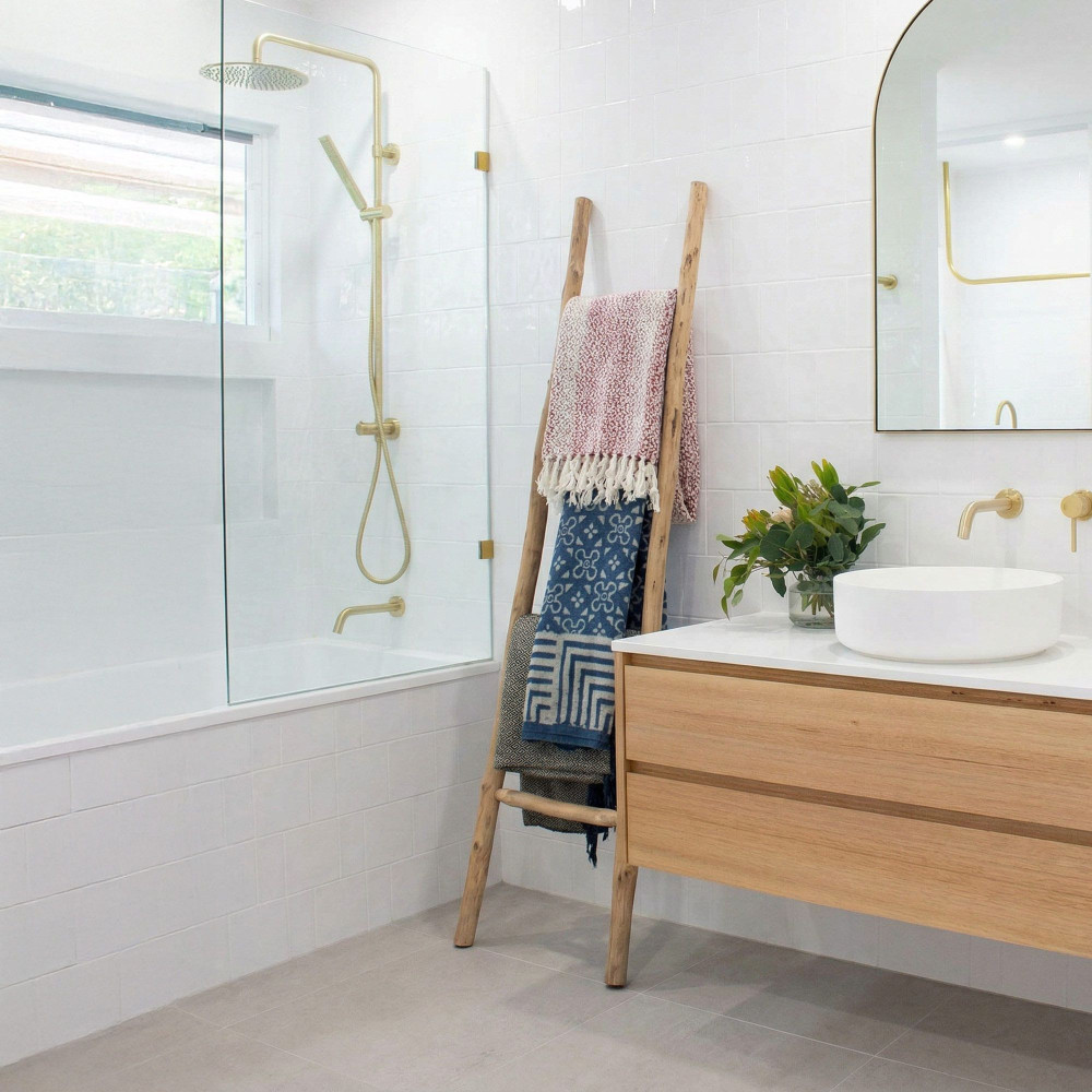 Grande échelle en bois de kemu - 1,5 m - Naturel - Style japonais