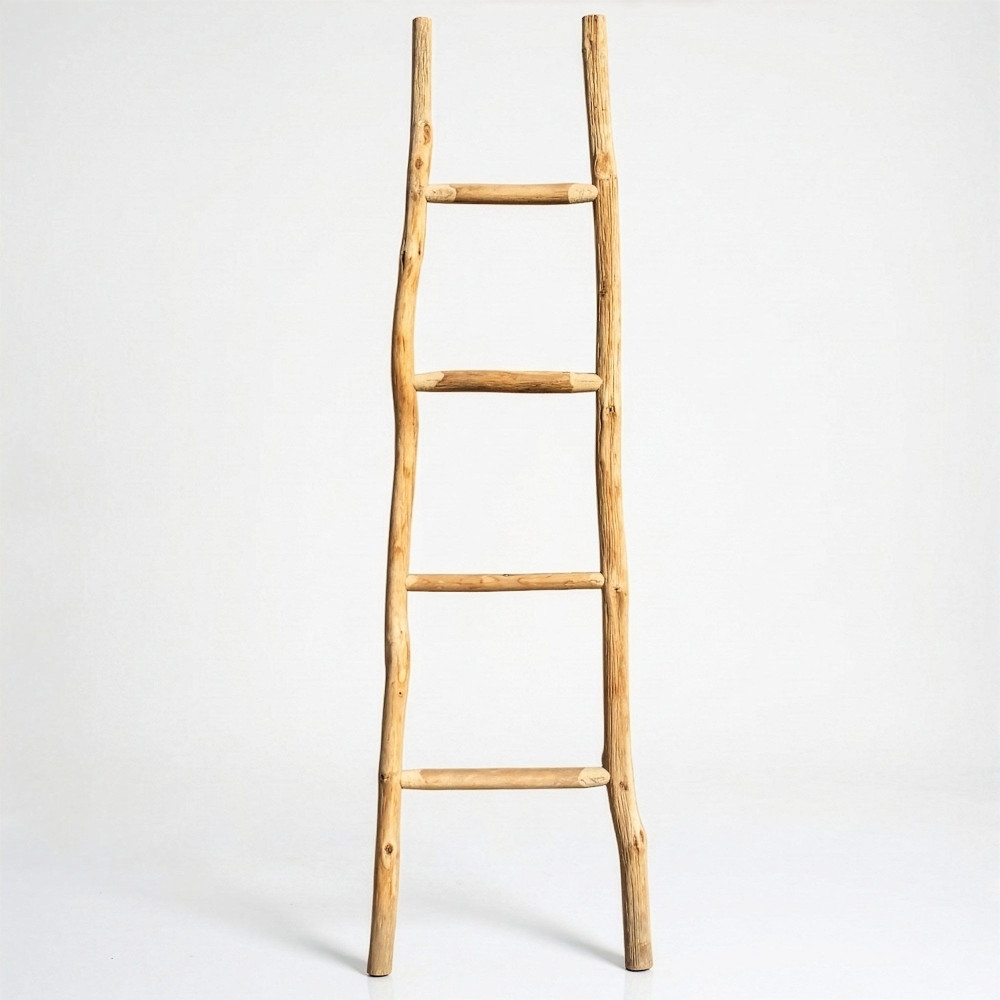 Grande échelle en bois de kemu - 1,5 m - Naturel - Style japonais