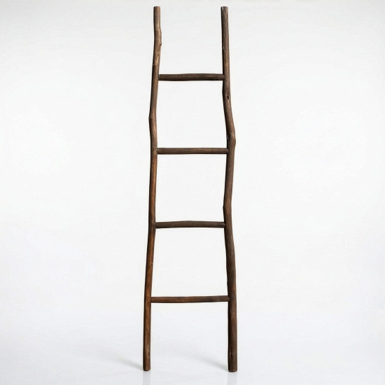 Grande échelle en bois de Kemu - 1,5 m - Chocolat - Style japonais