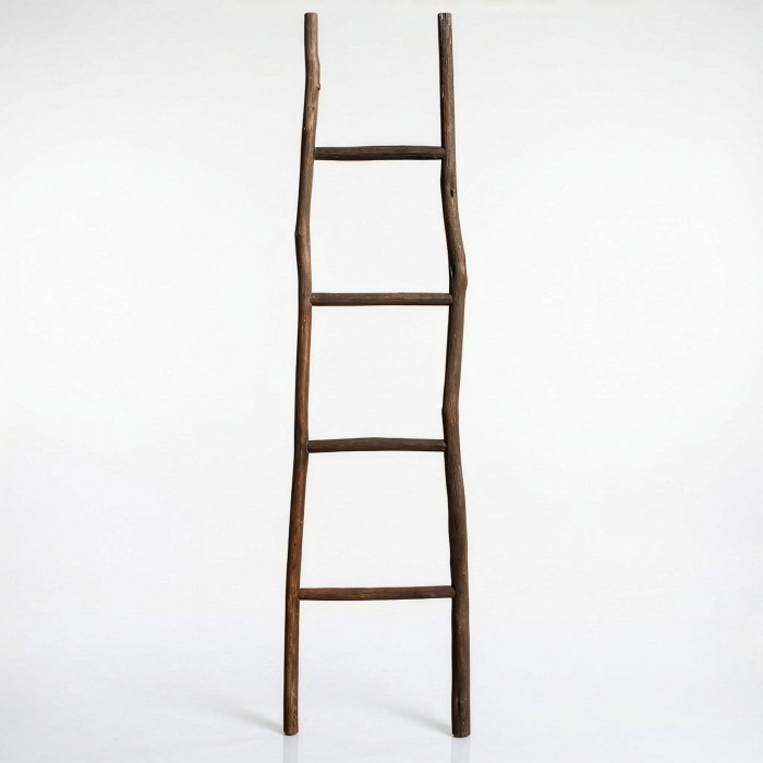 Grande échelle en bois de Kemu - 1,5 m - Chocolat - Style japonais