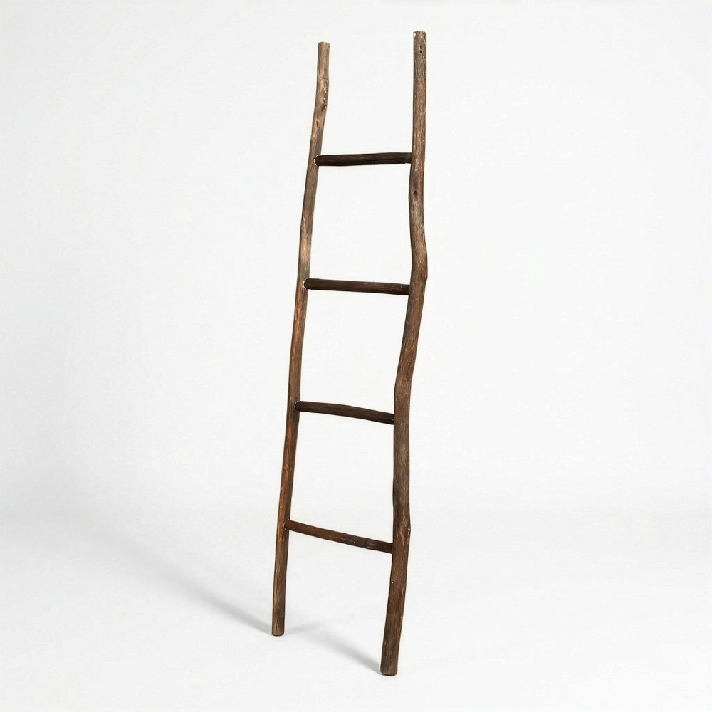 Grande échelle en bois de Kemu - 1,5 m - Chocolat - Style japonais