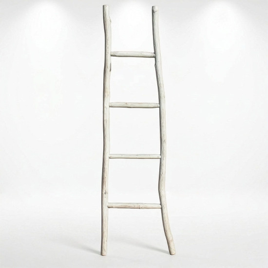 Grande échelle en bois de kemu - 1,5 m - Blanchie - Style japonais
