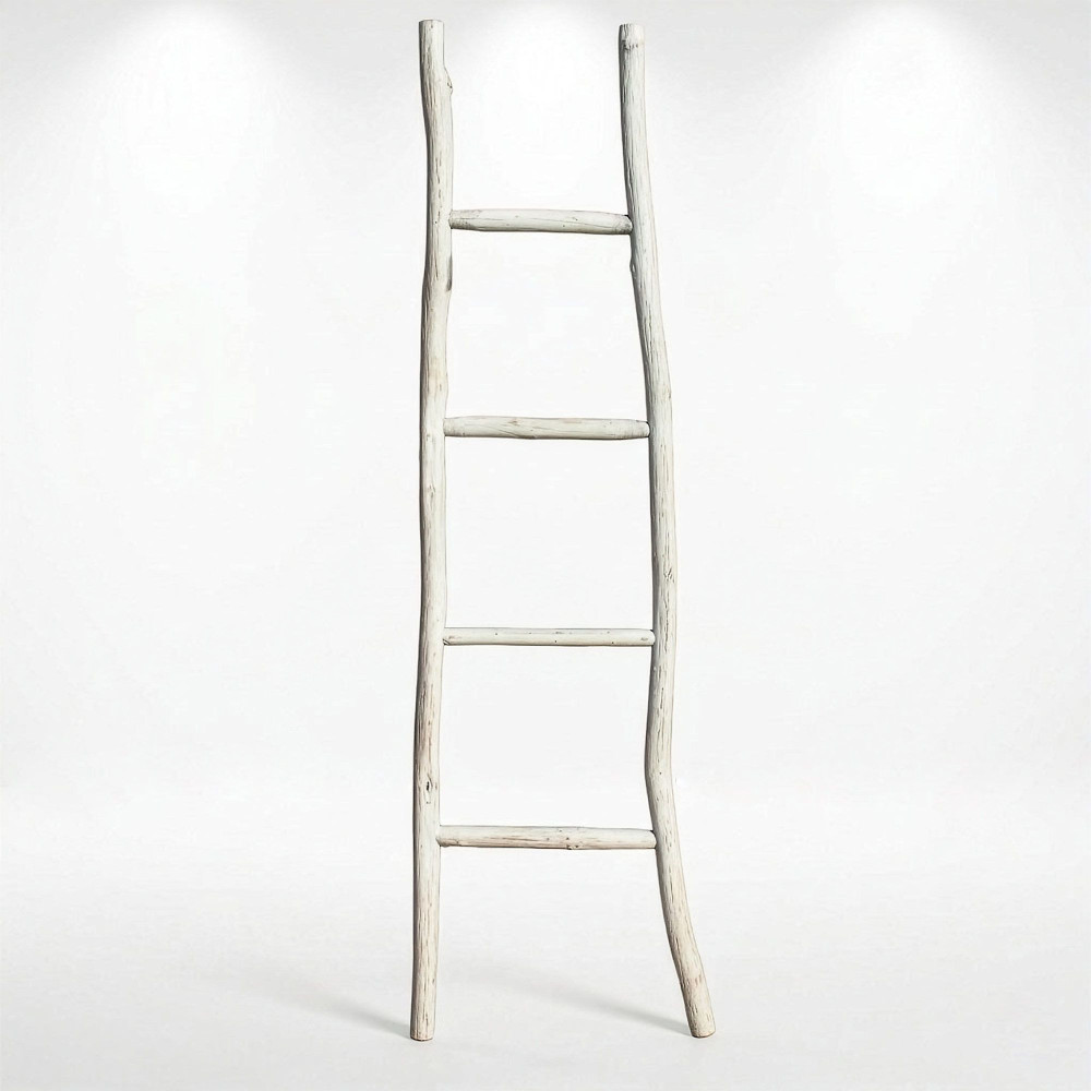 Grande échelle en bois de kemu - 1,5 m - Blanchie - Style japonais