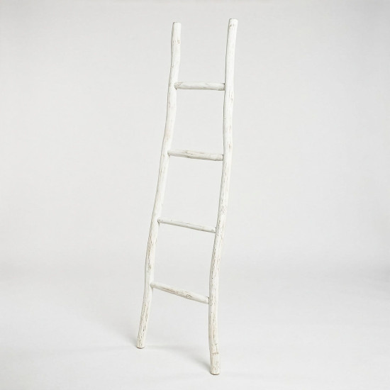 Grande échelle en bois de kemu - 1,5 m - Blanchie - Style japonais
