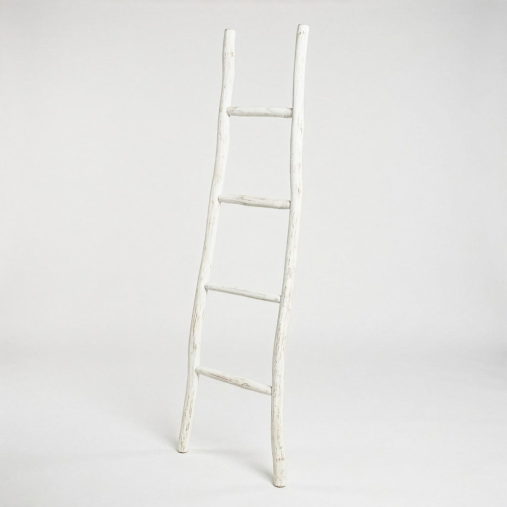 Grande échelle en bois de kemu - 1,5 m - Blanchie - Style japonais