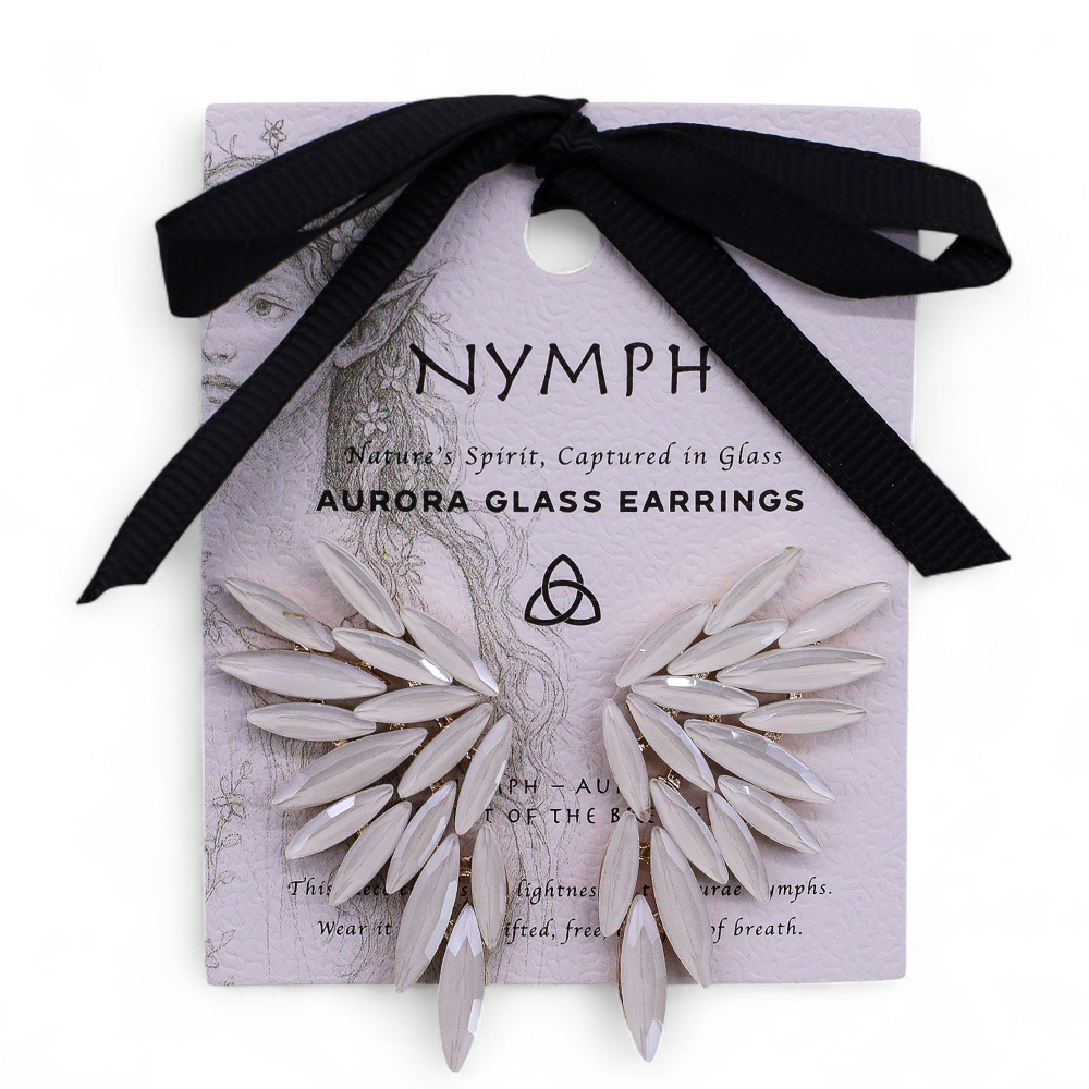 Boucles d'oreilles en perles, verre vintage et ailes d'ange
