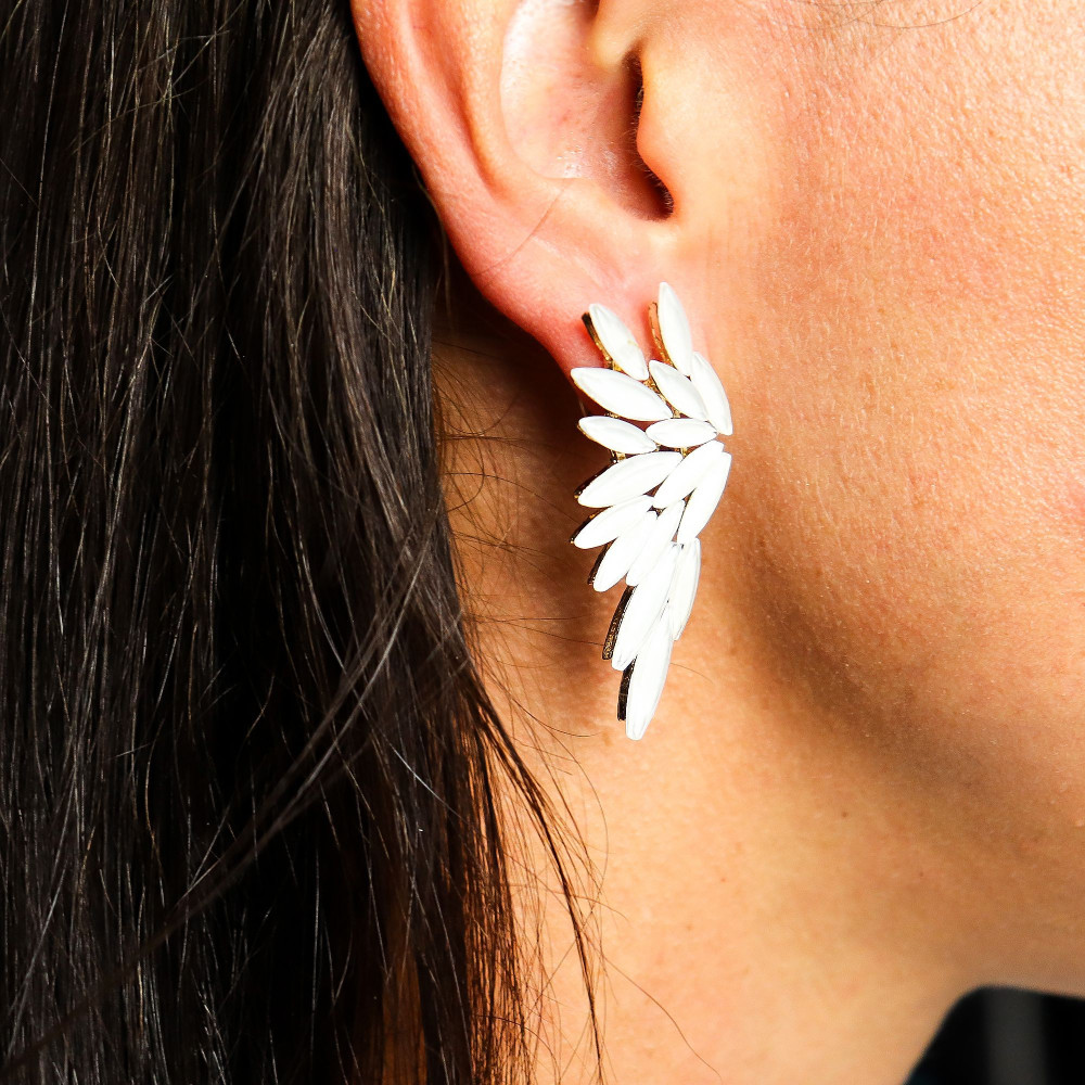 Boucles d'oreilles en perles, verre vintage et ailes d'ange