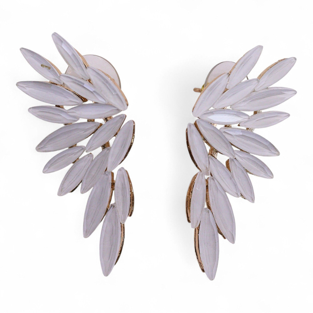 Boucles d'oreilles en perles, verre vintage et ailes d'ange