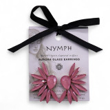 Rose pâle - Verre vintage - Ailes d'ange - Boucles d'oreilles