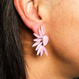 Rose pâle - Verre vintage - Ailes d'ange - Boucles d'oreilles