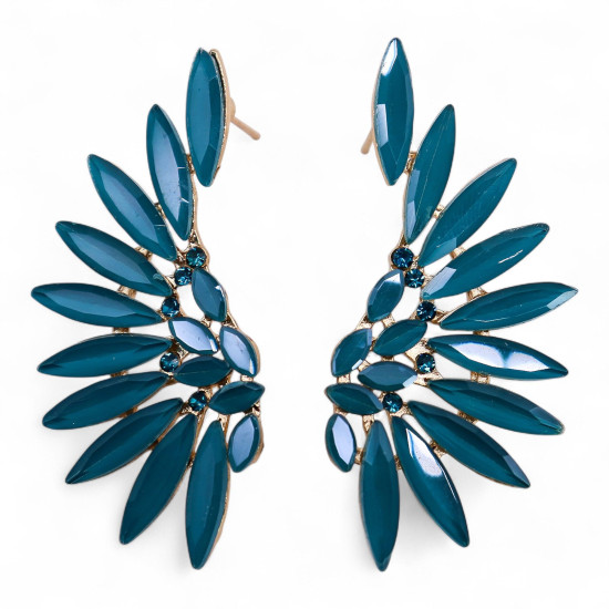 Boucles d'oreilles en verre vintage vert turquoise, ailes d'ange.