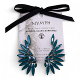 Boucles d'oreilles en verre vintage vert turquoise, ailes d'ange.