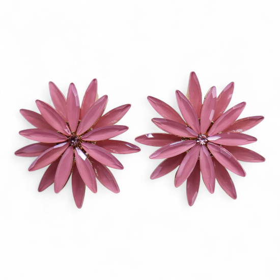 Rose pâle - Verre vintage - Fleurs - Boucles d'oreilles