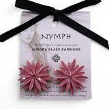 Rose pâle - Verre vintage - Fleurs - Boucles d'oreilles