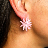 Rose pâle - Verre vintage - Fleurs - Boucles d'oreilles