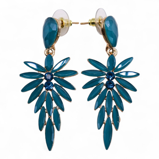 Boucles d'oreilles pendantes en verre vintage vert turquoise.