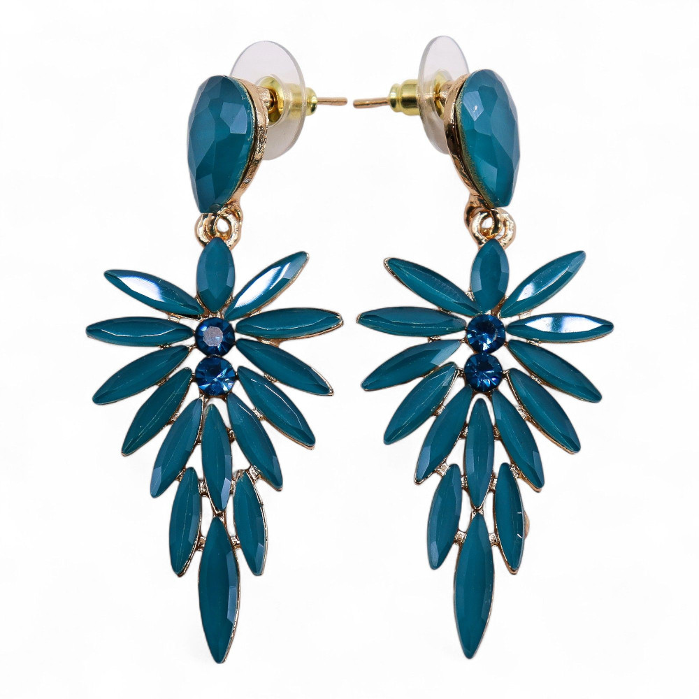 Boucles d'oreilles pendantes en verre vintage vert turquoise.