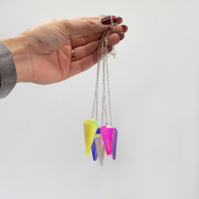 Pendule à six faces - Cristal Aurore Violet - 4 cm