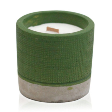 Bougie de soja en pot de béton - Vert - Mousse de mer et herbes