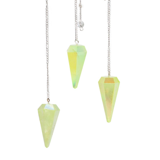 Pendule à six faces - Cristal Aurora vert pâle - 4 cm