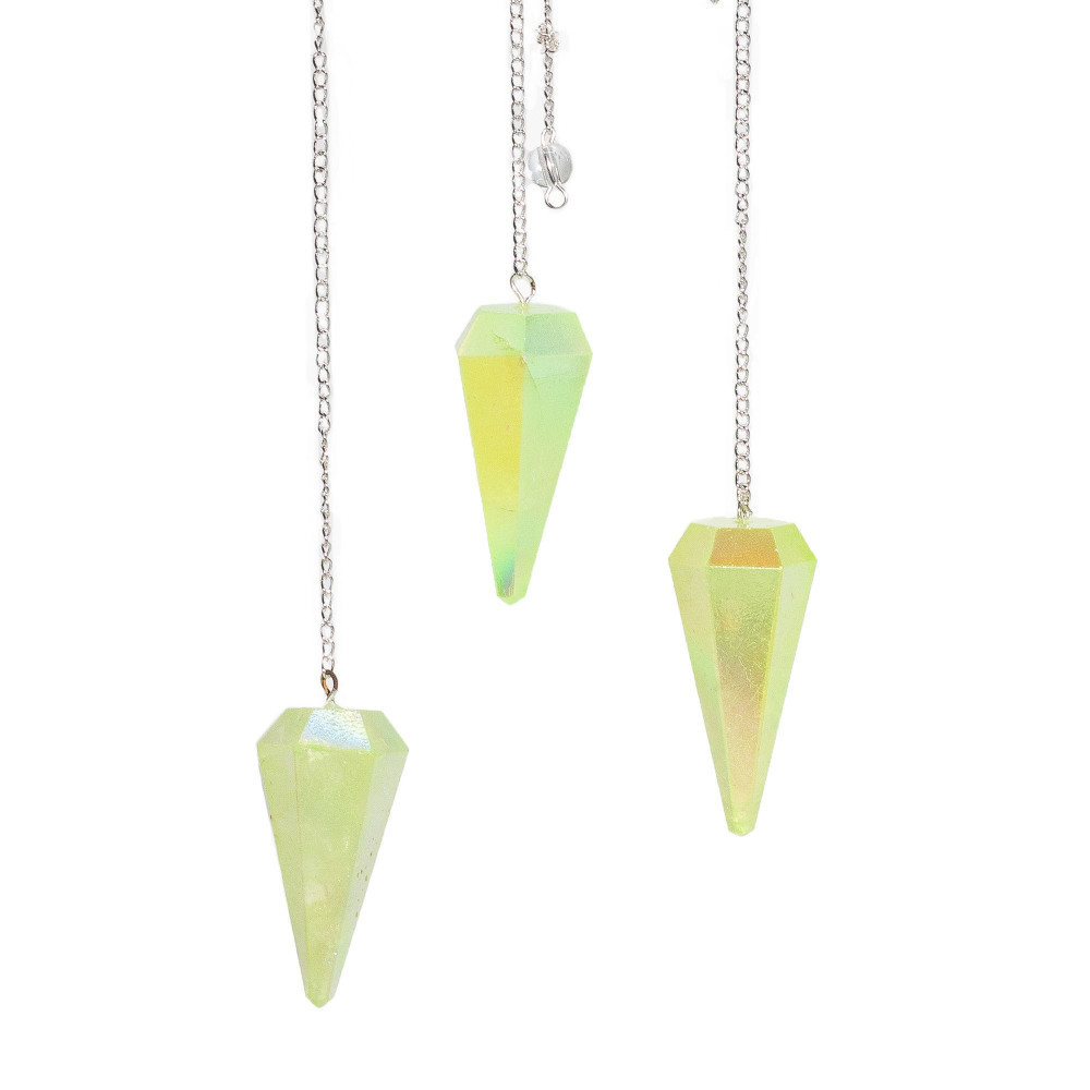 Pendule à six faces - Cristal Aurora vert pâle - 4 cm