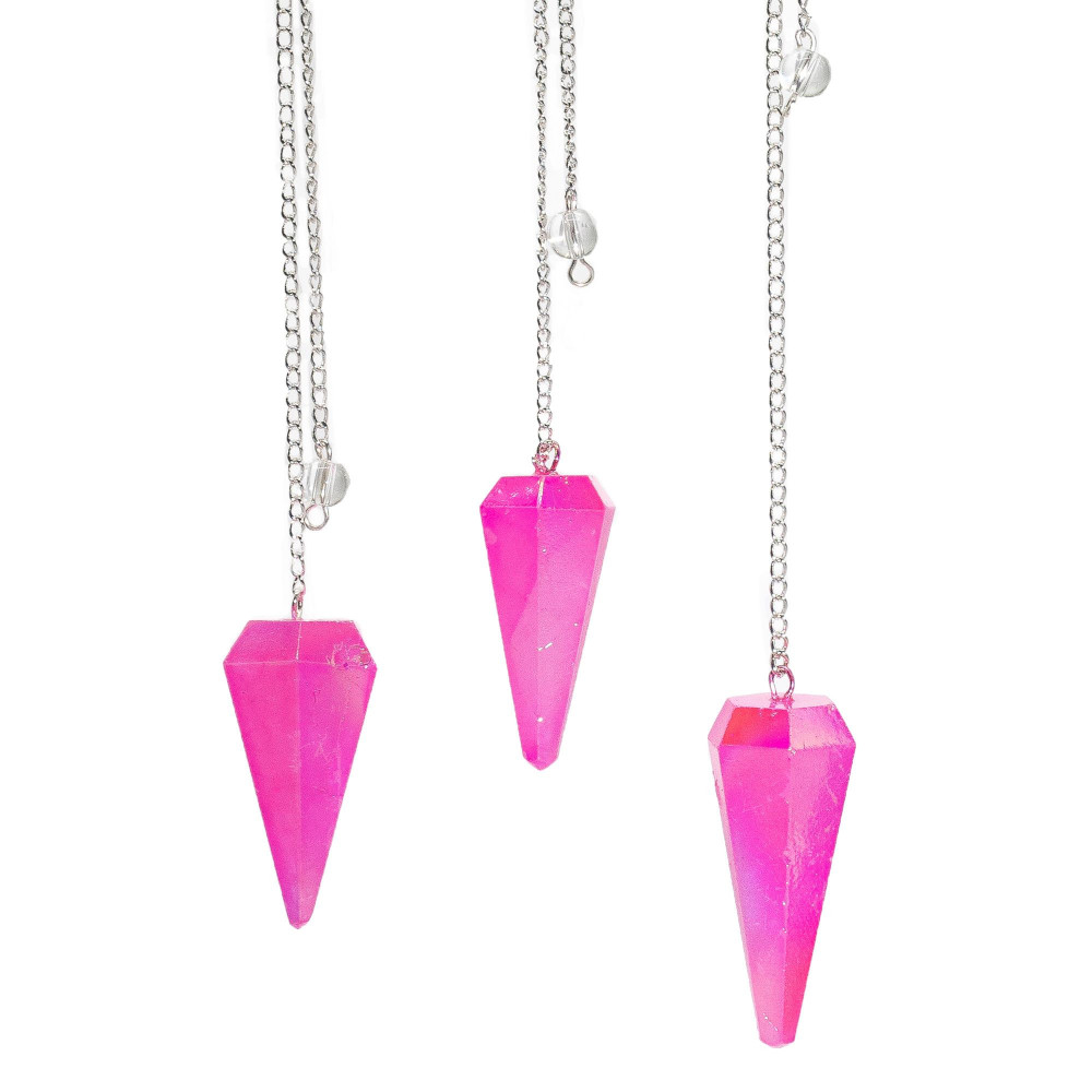 Pendule à six faces - Cristal Aurore Rose - 4 cm