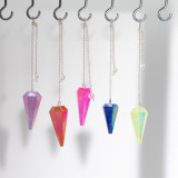 Pendule à six faces - Cristal Aurore Rose - 4 cm